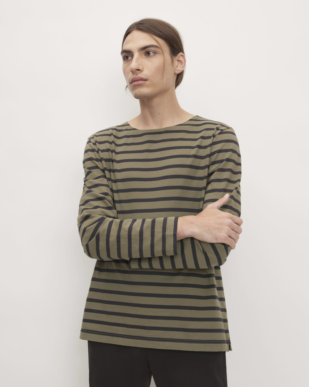 The Premium-Weight Long-Sleeve Mariner Tee | Kalamata / Black