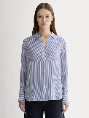 The Must-Have Shirt in Washable Silk | Blue / White