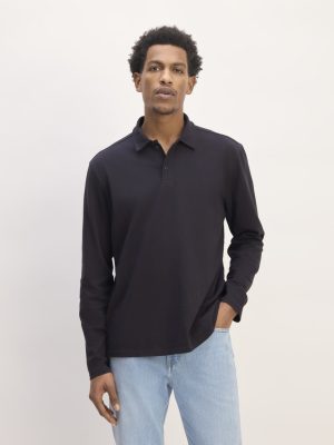 The Premium Weight Long-Sleeve Polo | Deep Navy