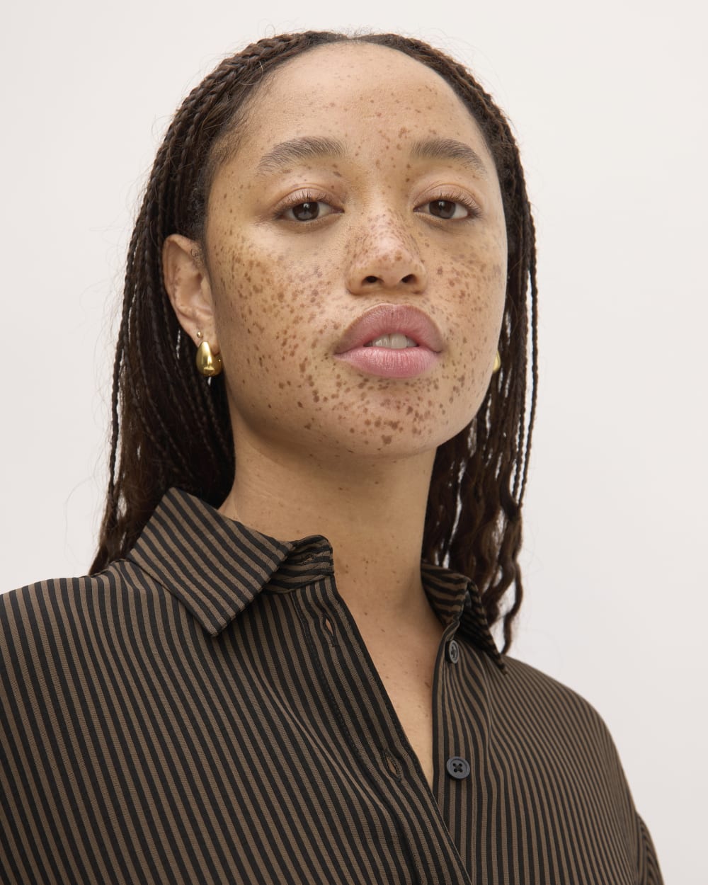 The Mini Jacquard Stripe Shirt Dress | Cocoa / Black - Image 4