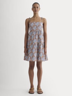 The Gauze Mini Tiered Dress | Soft Cobalt Floral