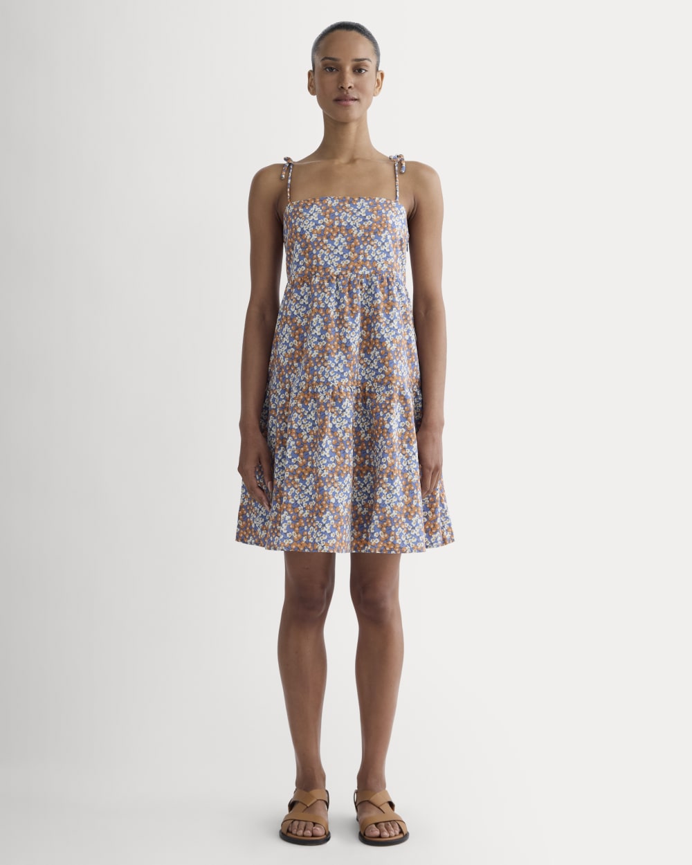 The Gauze Mini Tiered Dress | Soft Cobalt Floral