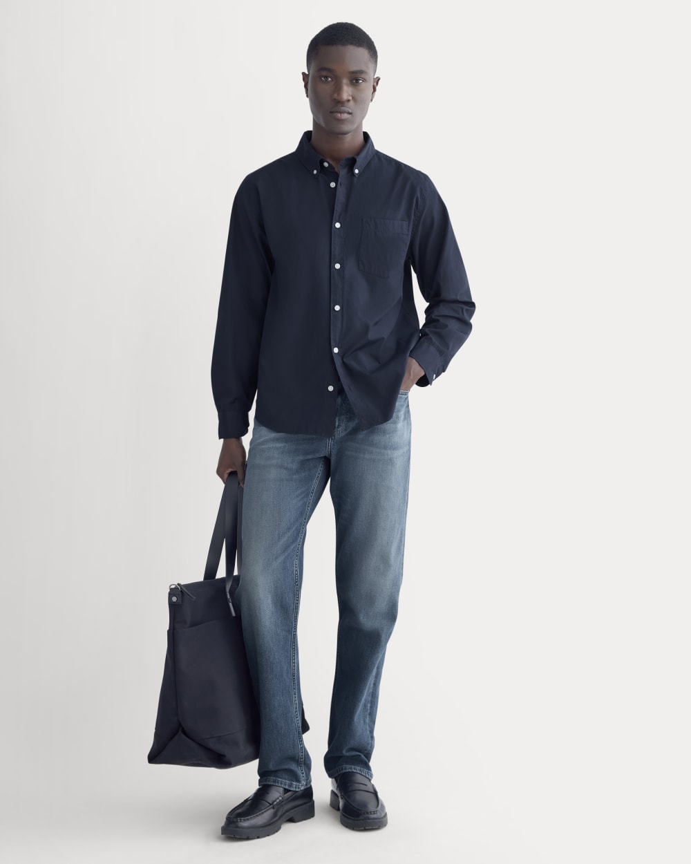 Washed Poplin Shirt | Navy - Image 3