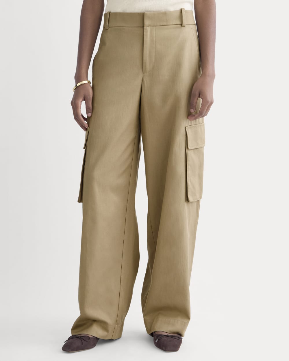 Wide-Leg Cargo Trouser in Buttersmooth | Ash Brown - Image 3