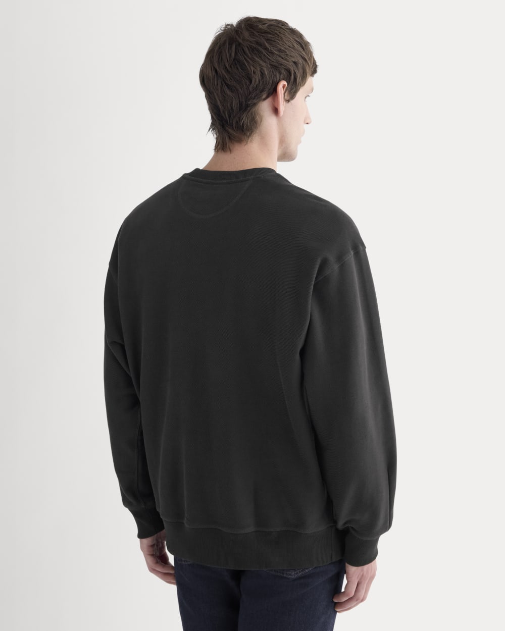 Twill Terry Jacquard Crew Sweatshirt | Black - Image 5