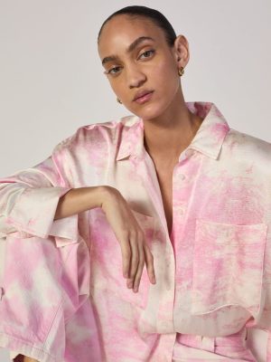 The Everlane x Marques' Almeida Satin Tie-Dye Shirt | Pink Tie-Dye