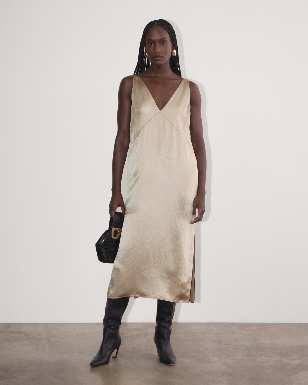 The Satin Slip Dress | Champagne
