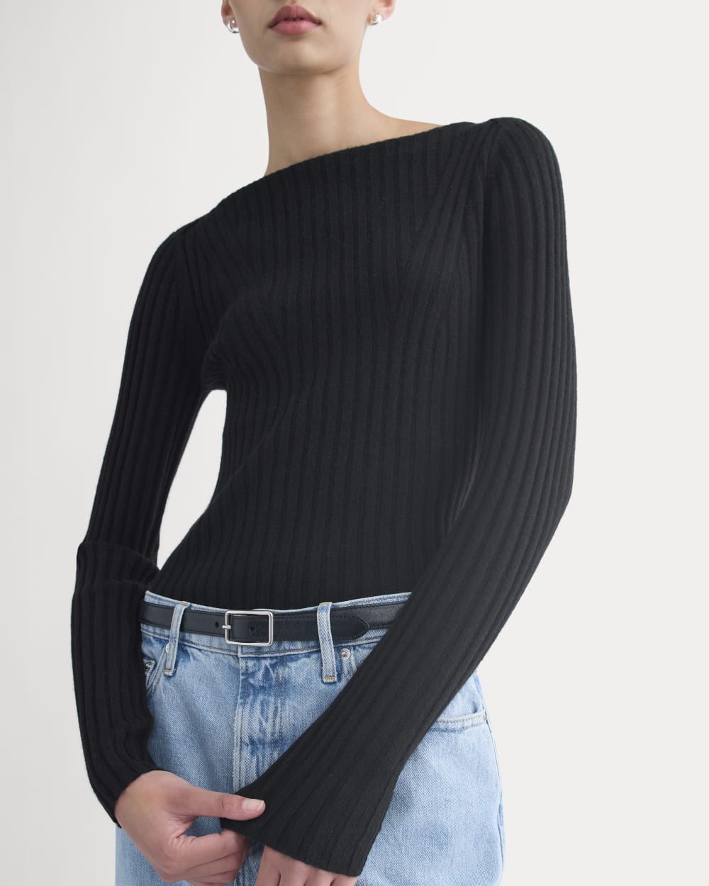 Cashmere Ribbed Boat-Neck Sweater | Black - Image 4