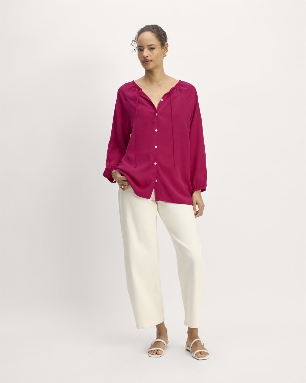 The Gathered Shirt in Butterlite | Red Currant - Image 3