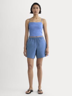 The Seersucker Pull-On Short | Soft Cobalt