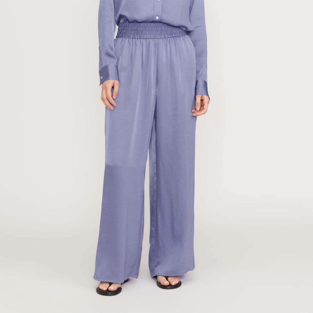 The Satin Pull-On Pant | Cornflower Blue