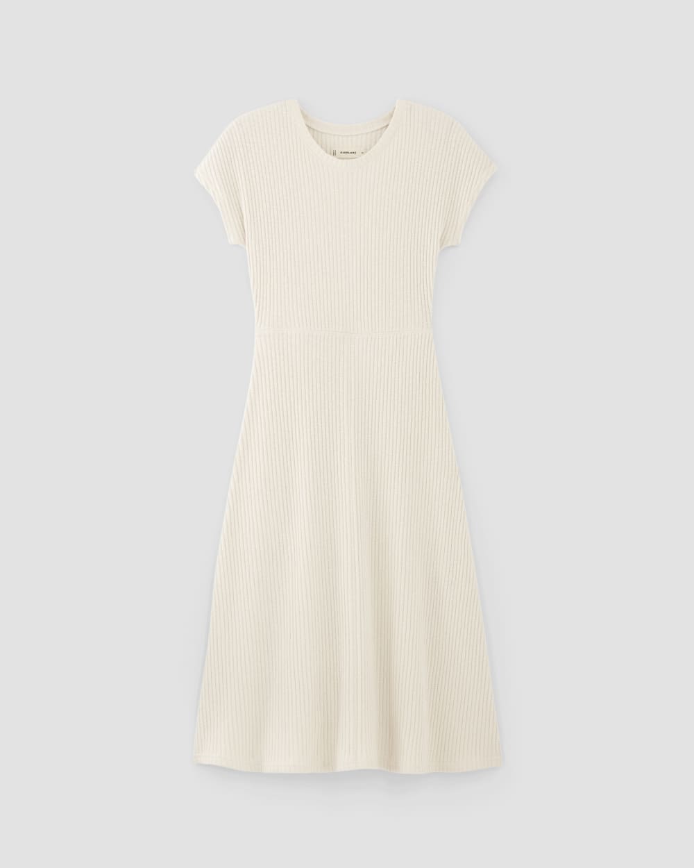 The Rib-Knit Cap-Sleeve Midi Dress | Bone - Image 2