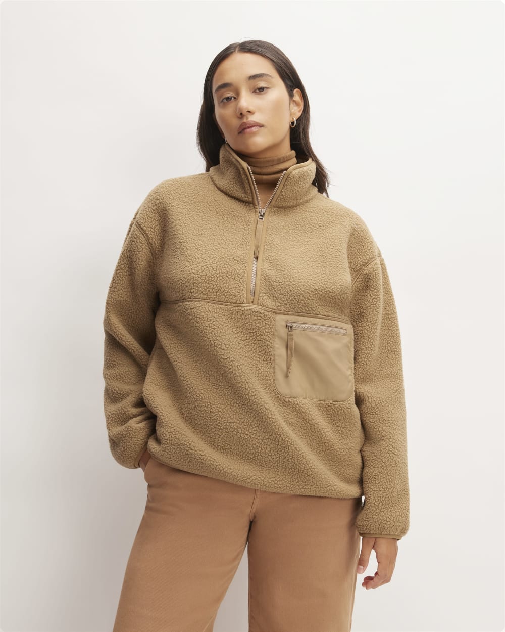 The ReNew Fleece Oversized Half-Zip | Tiger's Eye