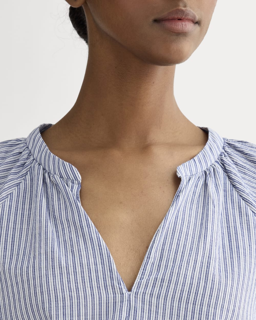The Gauze Gathered Top | Mazarine Blue / Optic White - Image 4