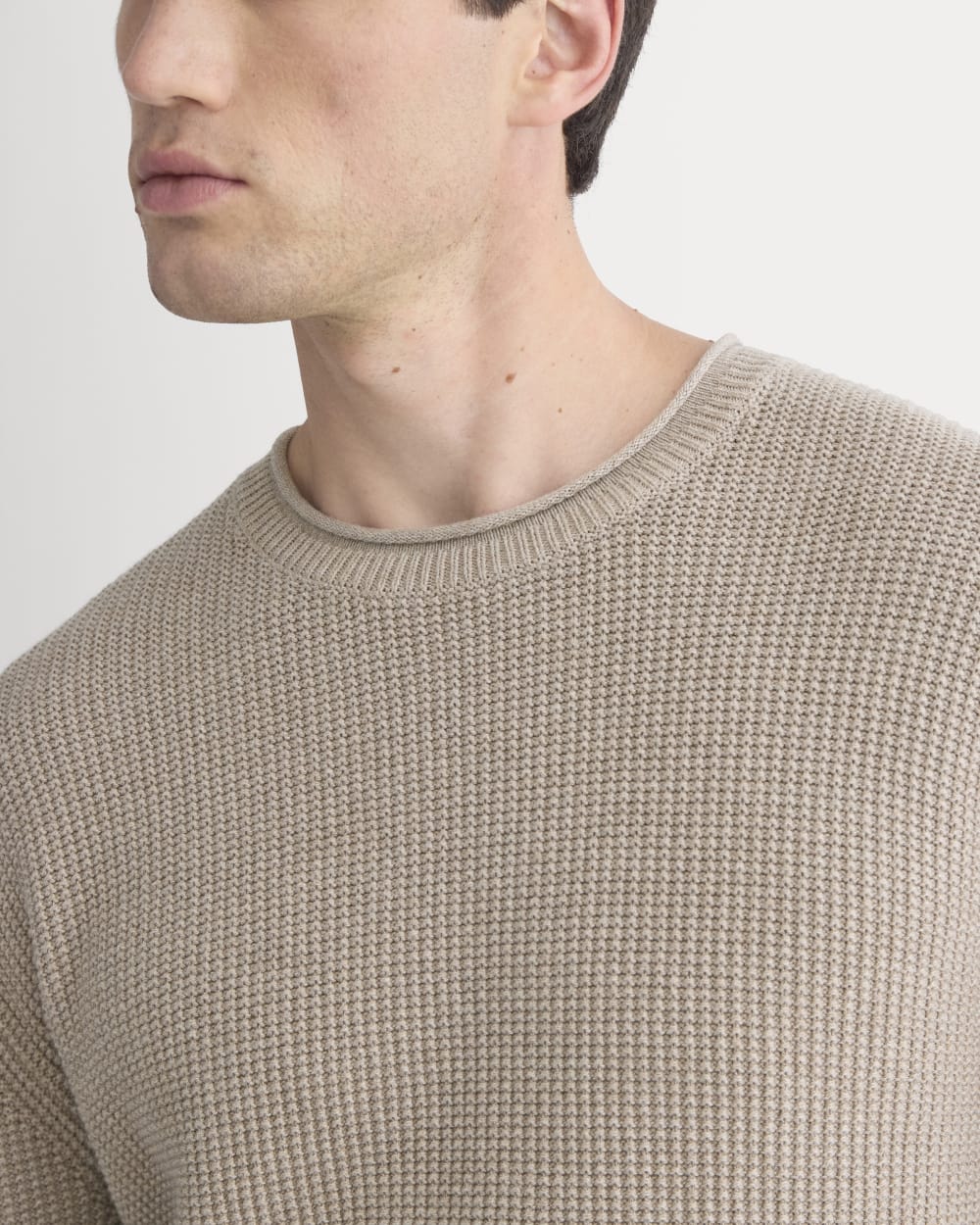 Waffle Rollneck Crew in Everyday Cotton | Heathered Oatmeal - Image 4