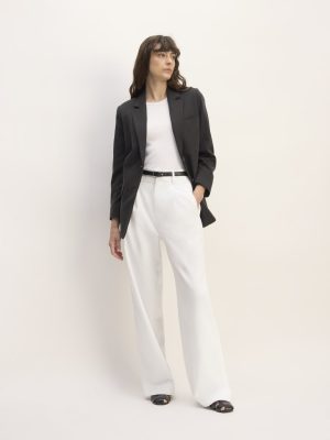 The Draper Pleated Pant in Buttersmooth | White | 30 Inseam