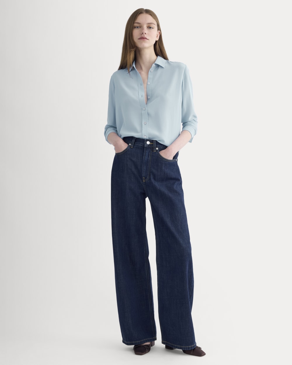 The Must-Have Shirt in Washable Silk | Soft Blue - Image 3