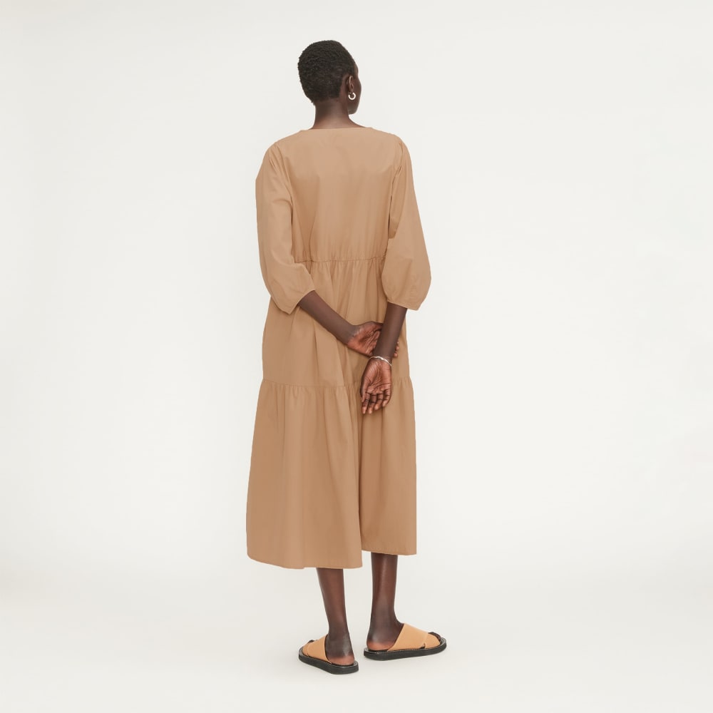 The Poplin Tiered Dress | Caramel - Image 3