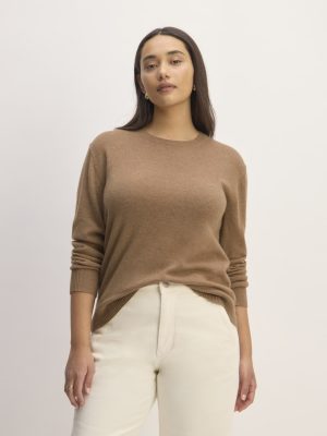 The Classic Crew in Cashmere | Heathered Brown