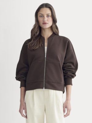 Luxe Fleece Bomber Jacket | Dark Chocolate