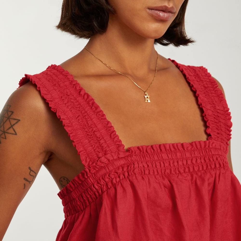 The Smocked Linen Cami | Goji Berry - Image 7