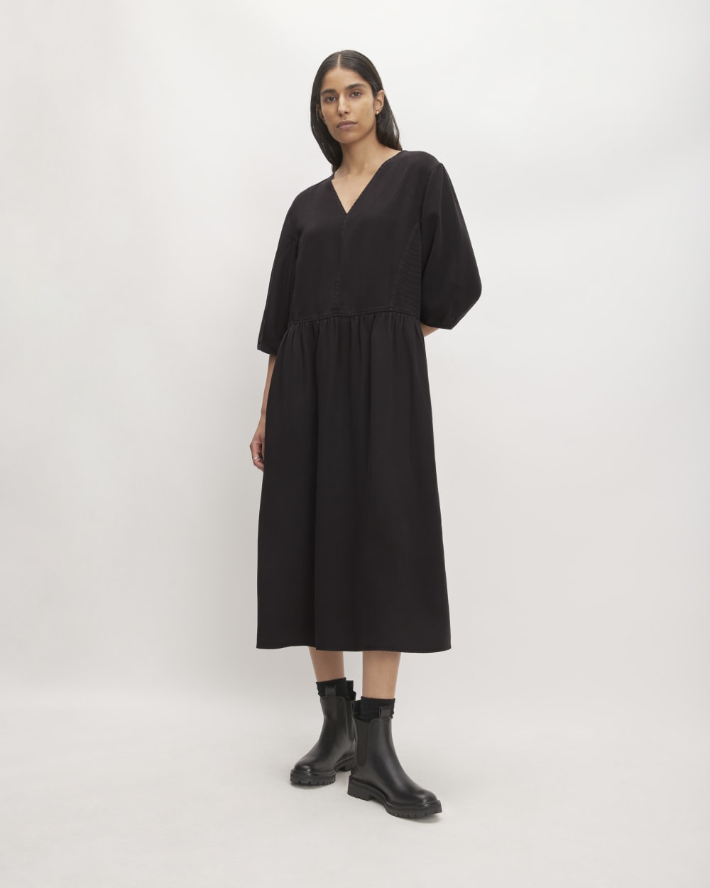 The TENCEL? Puff-Sleeve Dress | Black