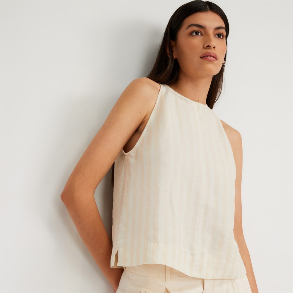 The Linen High-Neck Tank | Brazilian Sand / Canvas Tan - Image 4