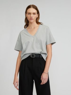 The Organic Cotton Slouchy V-Neck | Heathered Grey