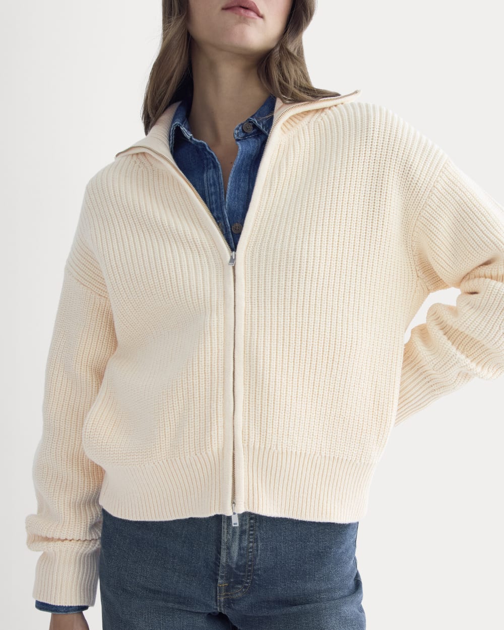 The Full-Zip Sweater in Everyday Cotton | Canvas - Image 4