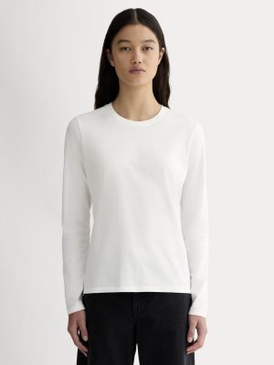 The Slim Long-Sleeve Crew in Essential Cotton | White