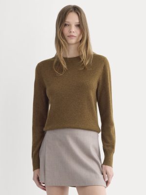 Cashmere Slim Crew Sweater | Heathered Toffee