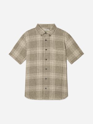 The Classic Short-Sleeve Shirt in Linen | Beech / Parchment Grid