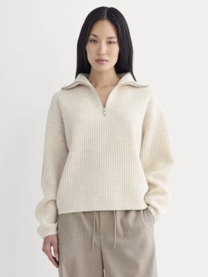 The Half-Zip Sweater in Luxe Merino | Heathered Oat