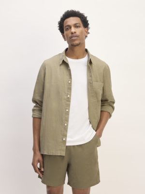 The Linen Straight Hem Shirt | Trench Coat Khaki