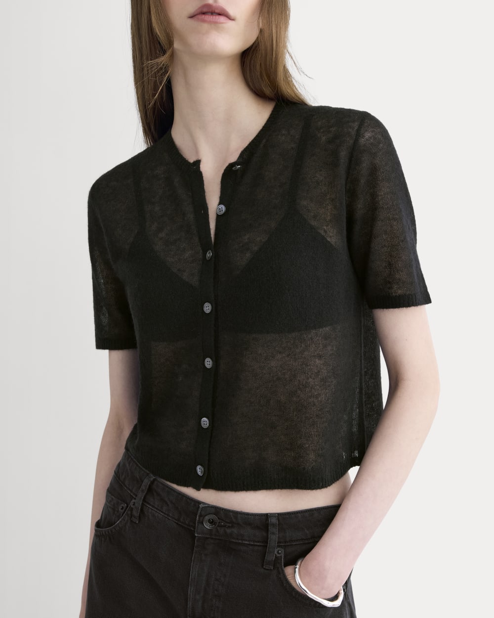 The Air Alpaca? Short-Sleeve Cardigan | Black - Image 4