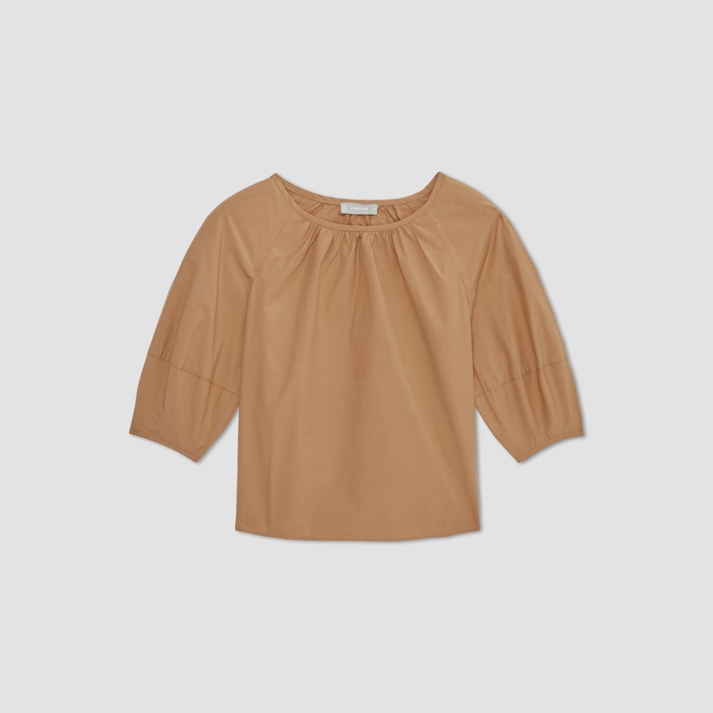 The Poplin Scoop-Neck Top | Caramel - Image 2
