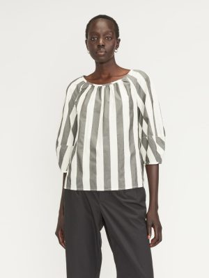 The Poplin Scoop-Neck Top | Bone / Black