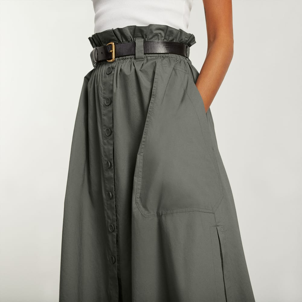 The Easy Button-Front Skirt | Pewter Green - Image 4