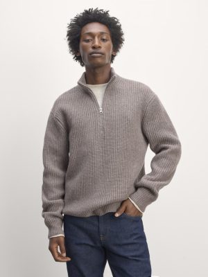 The Felted Merino Half-Zip Sweater | Taupe Melange