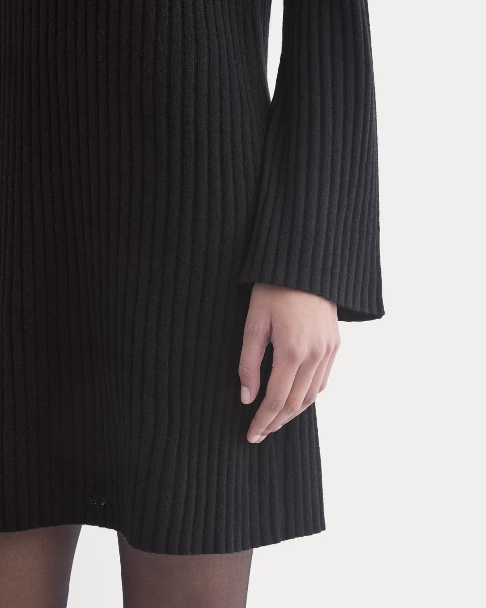 Cashmere Long-Sleeve Mini Dress | Black - Image 3