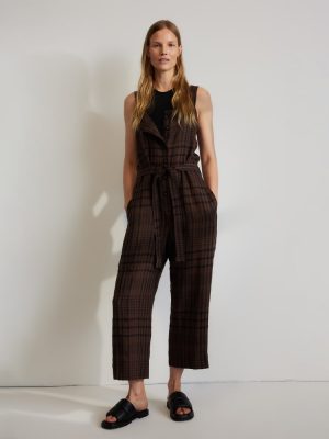 The Linen Jumpsuit | Chocolate Brown / Black