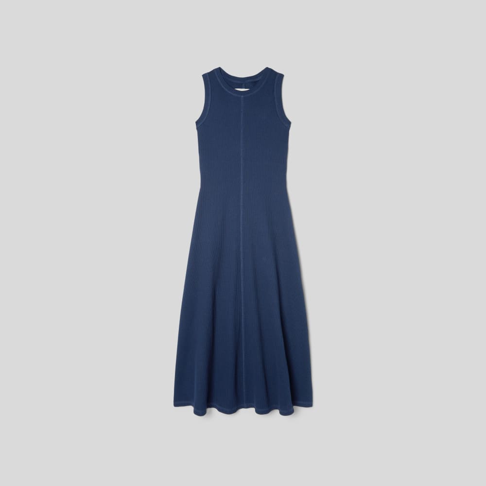 The Organic Cotton Waffle Tank Dress | Navy