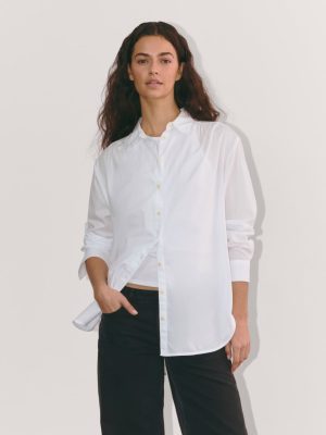 The Gathered Shirt in Silky Cotton | White