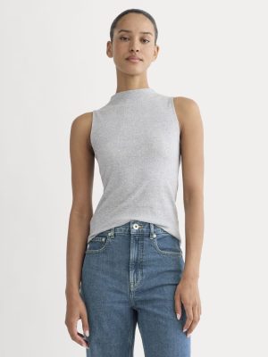 The Luxe Rib Funnel-Neck Tank | Classic Heather Grey