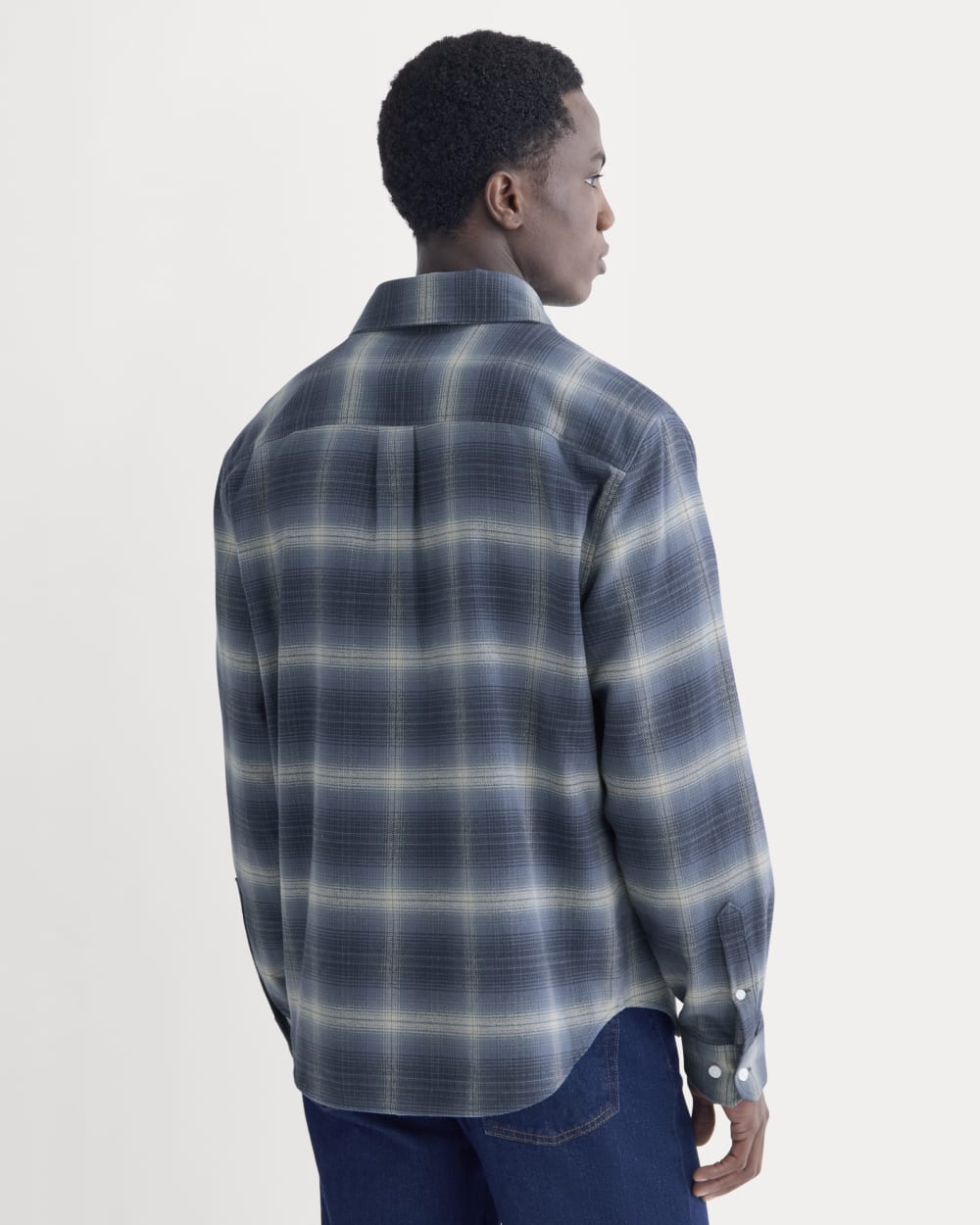 Brushed Flannel Shirt | Blue Ombre Plaid - Image 6