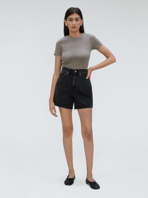 The A-Line Denim Short | Storm Black