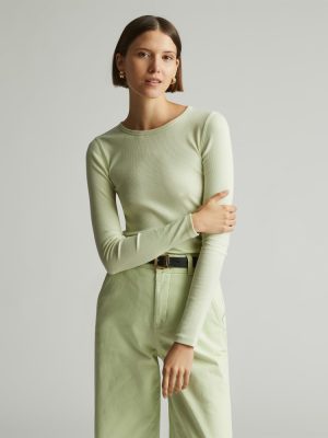 The Pima Micro-Rib Long-Sleeve Crew | Seafoam Green