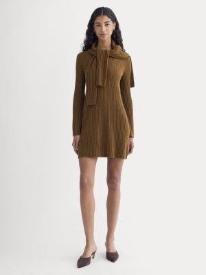 Cashmere Long-Sleeve Mini Dress | Heathered Toffee