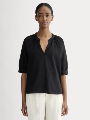 The Gauze Gathered Top | Black