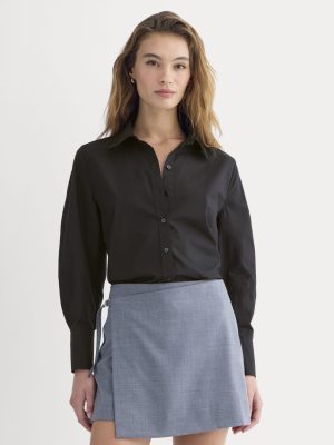 Lantern-Sleeve Shirt in Lightweight Cotton | Black